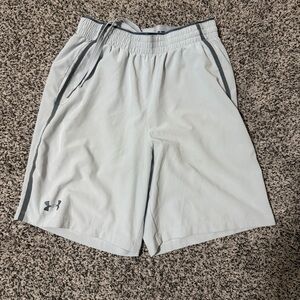 Under Armour Athletic Shorts Mens Small Gray Excellent HeatGear Loose 1327676